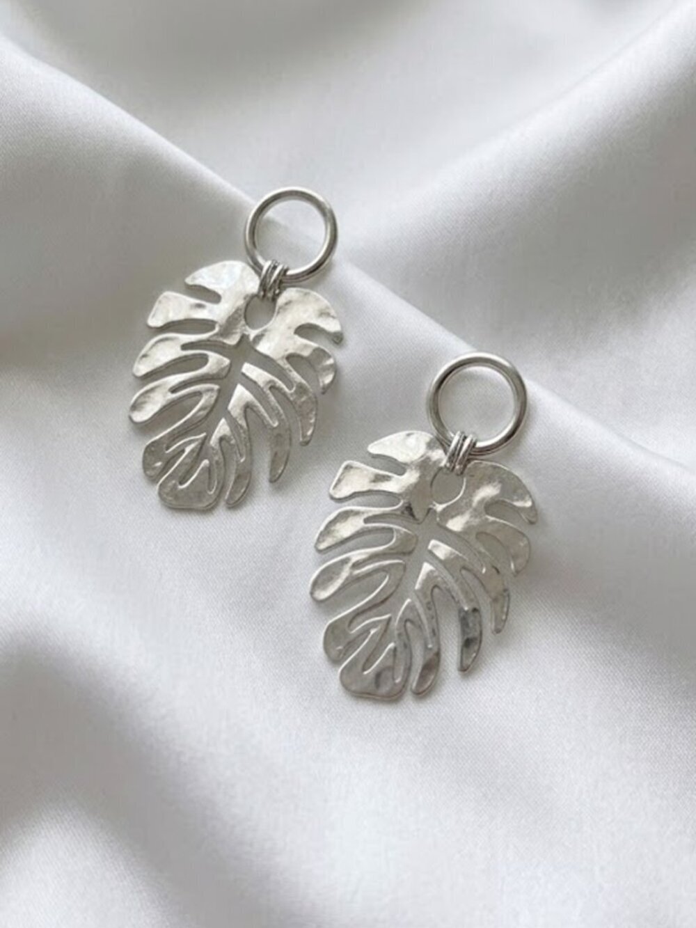 Silver Ladies Dangle Leaf Earrings